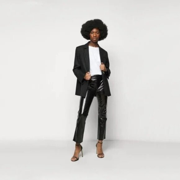 J Brand Patent Lamb Leather Straight Leg Jeans in Black - Picture 3 of 9